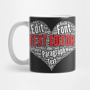 Text Editor Heart Shape Word Cloud Design Newspaper Editor product Mug